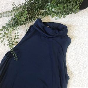Super Soft Sleeveless Navy Turtleneck Dress